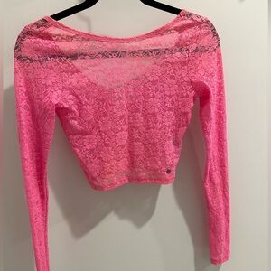 Abercrombie & Fitch Pink Lace Crop Top
